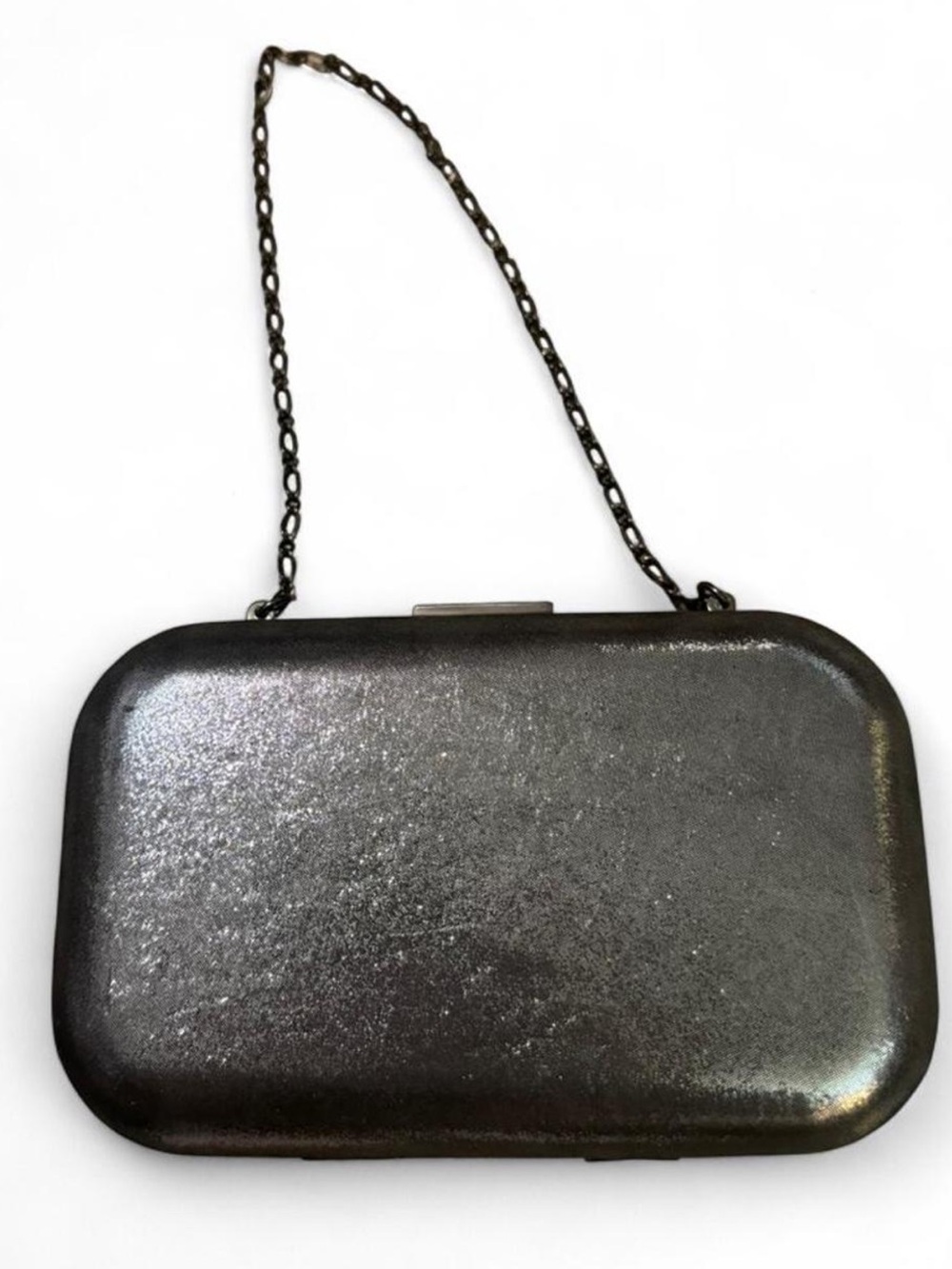 Vintage Banana Republic genuine leather metallic brushed mini box clutch